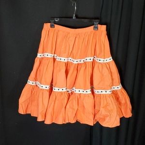 Vtg tiered circle skirt, orange, L, square dance